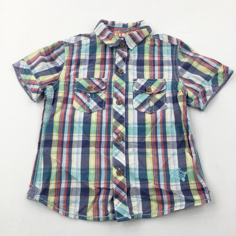 Colourful Checked Cotton Short Sleeve Shirt - Boys 3-4 Years
