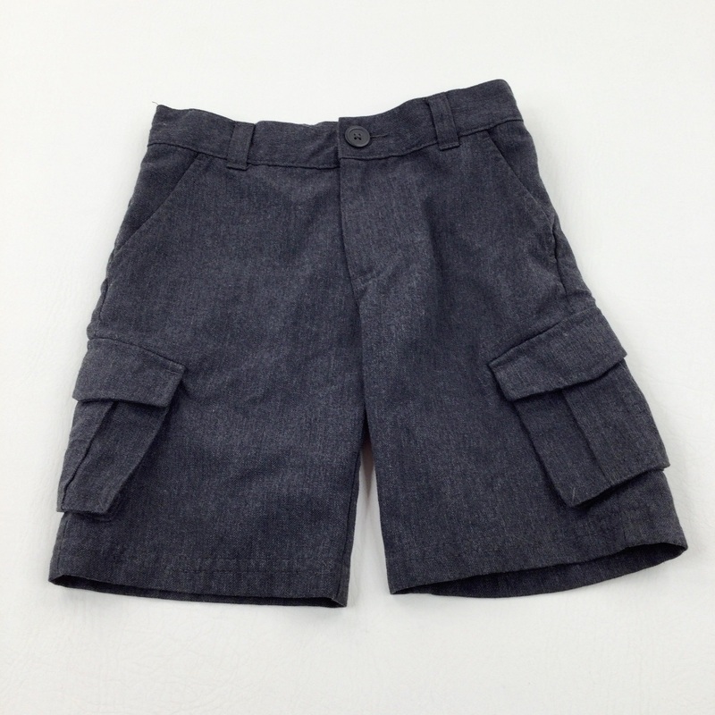 Grey School Cargo Shorts With Adjustable Waist - Boys 3-4 Years