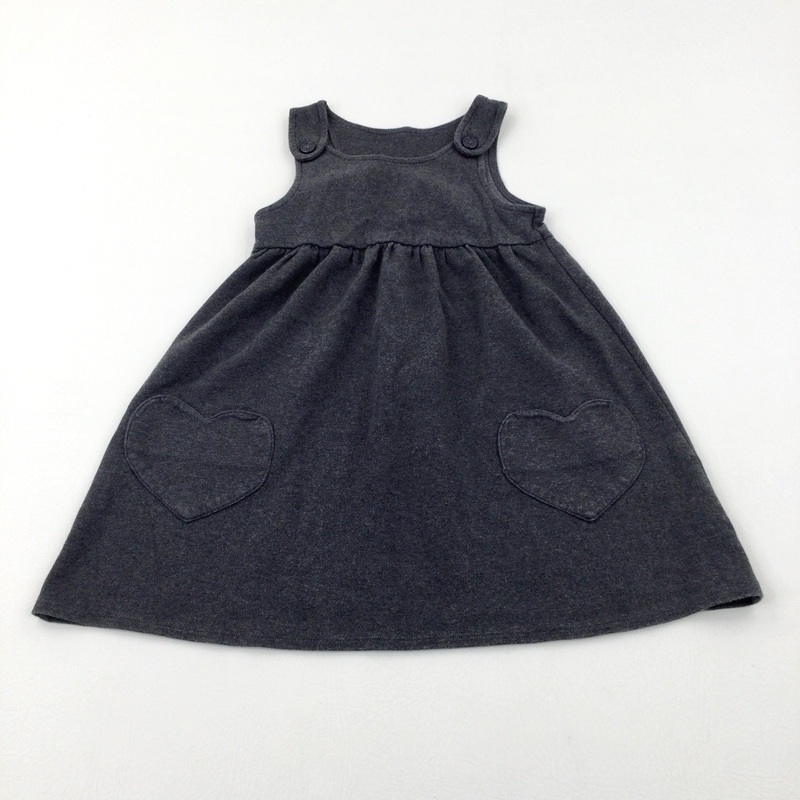 Hearts Grey School Pinafore Dress - Girls 5-6 Years
