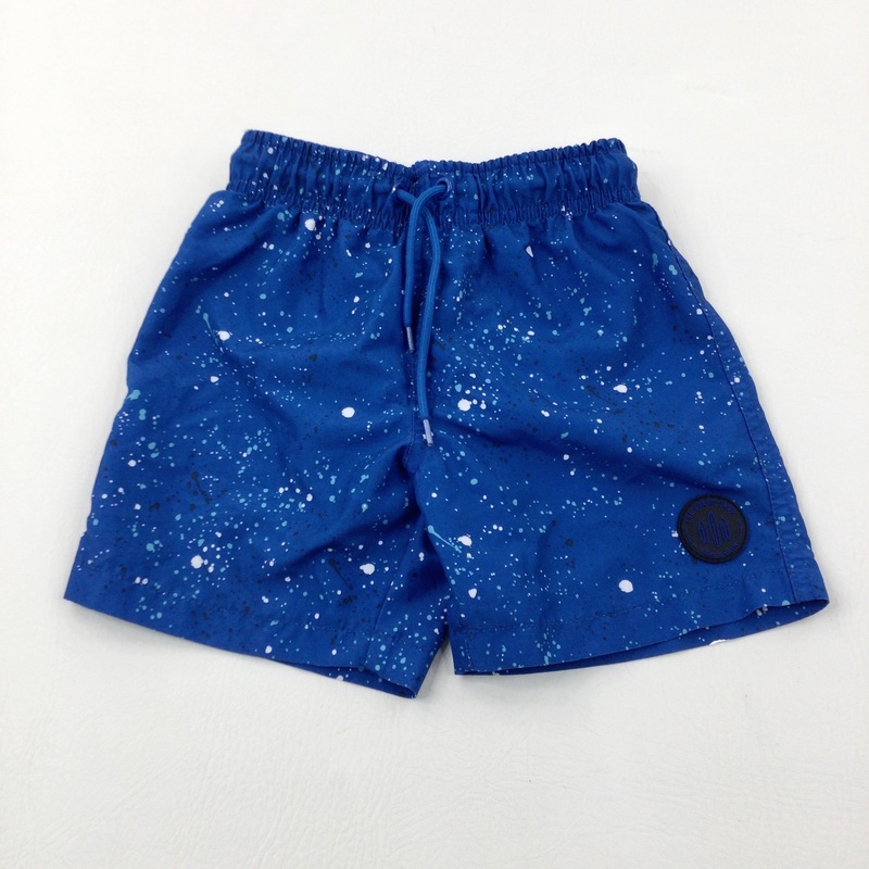Paint Splatter Blue Swimming Shorts - Boys 3-4 Years