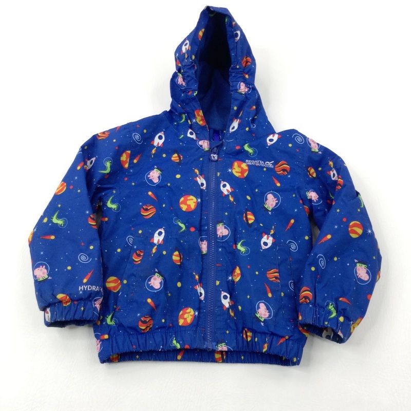 Peppa Pig George Astronaut Blue Fleece Lined Rain Jacket - Boys 3-4 Years