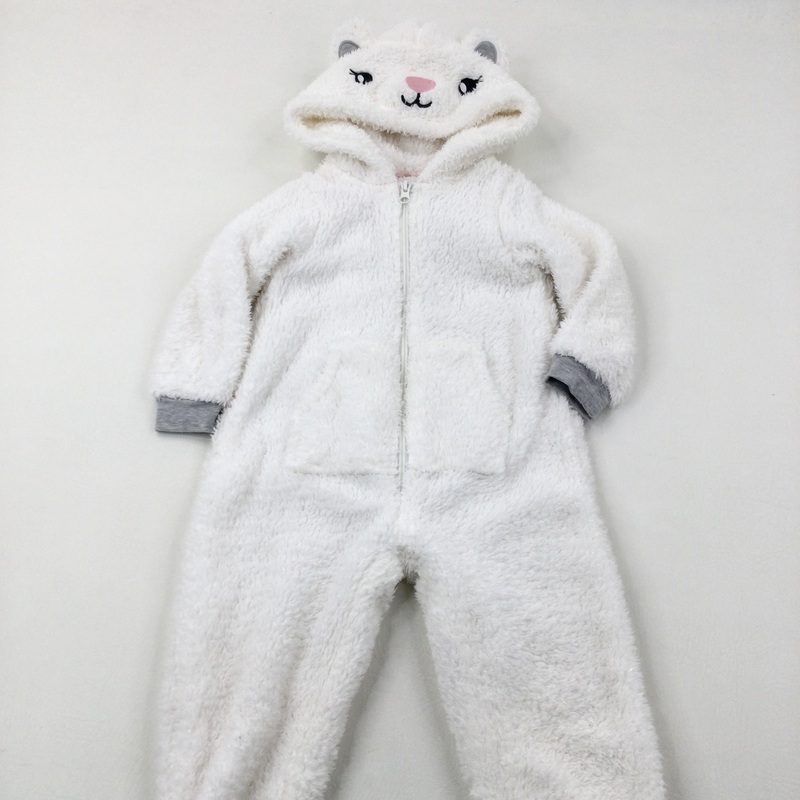 Polar Bear Glittery White Fleece Onesie - Girls 3-4 Years