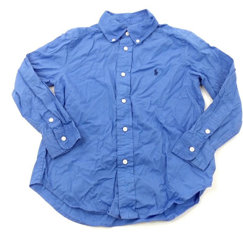 Polo Motif Blue Cotton Long Sleeve Shirt - Boys 4-5 Years