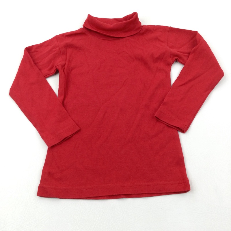 Red Roll Neck Long Sleeve Top - Boys 4-5 Years