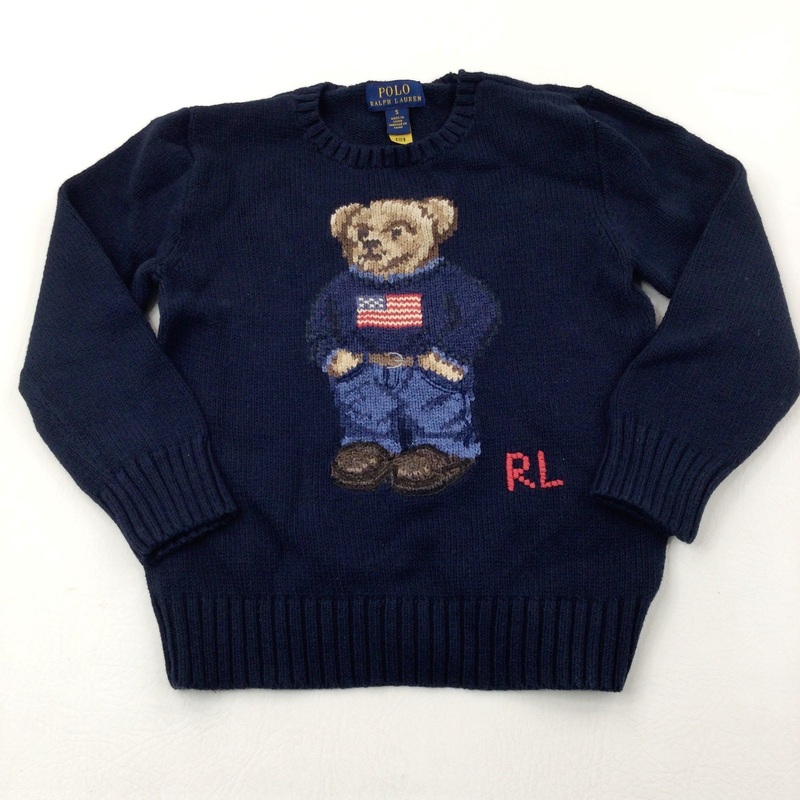 ''RL' Bear Navy Knitted Jumper - Boys 4-5 Years