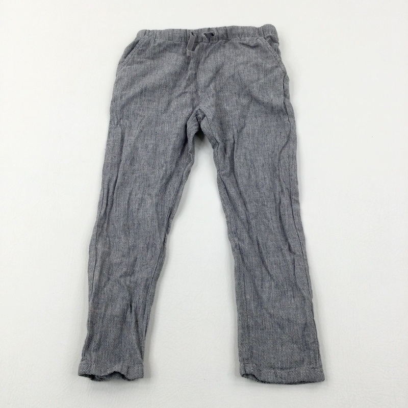 Textured Woven Grey Lightweight Trousers - Boys 3-4 Years