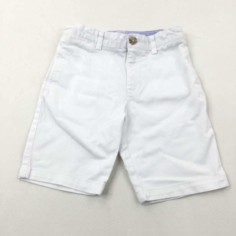 White Cotton Smart Shorts With Adjustable Waist - Boys 4-5 Years