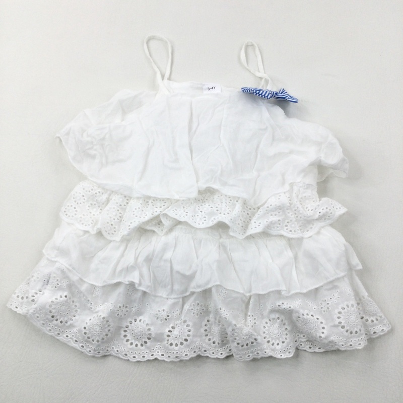 White Layered Cotton Vest Top - Girls 3-4 Years