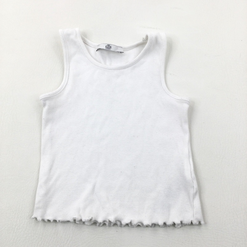 White Ribbed Vest Top - Girls 3-4 Years