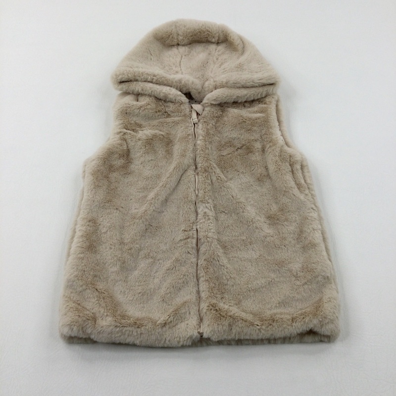 Beige Fluffy Hooded Gilet - Girls 8-9 Years