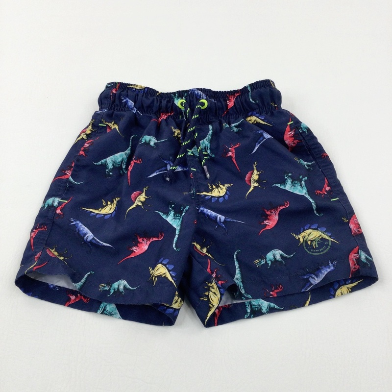 Dinosaurs Navy Swim Shorts - Boys 6-7 Years