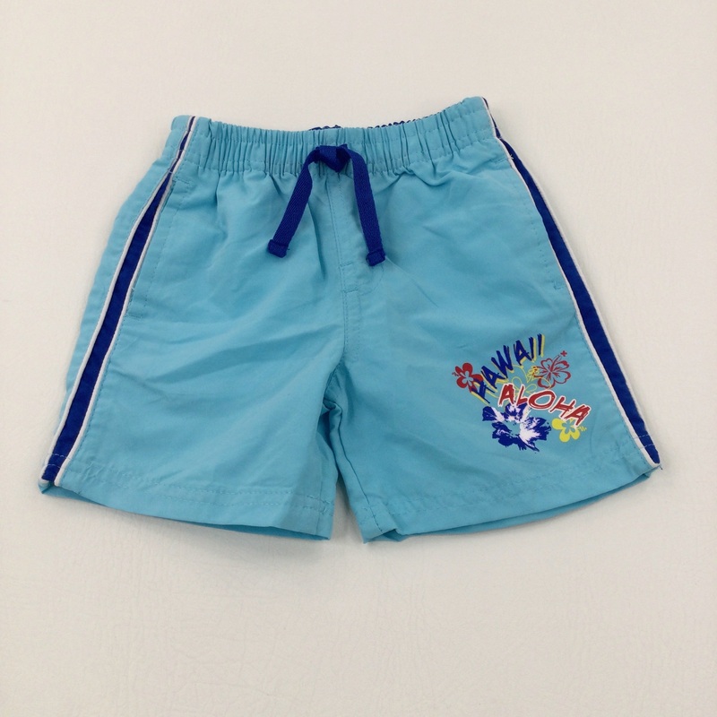 'Hawaii' Flowers Turquoise Lightweight Shorts - Boys 12-18 Months