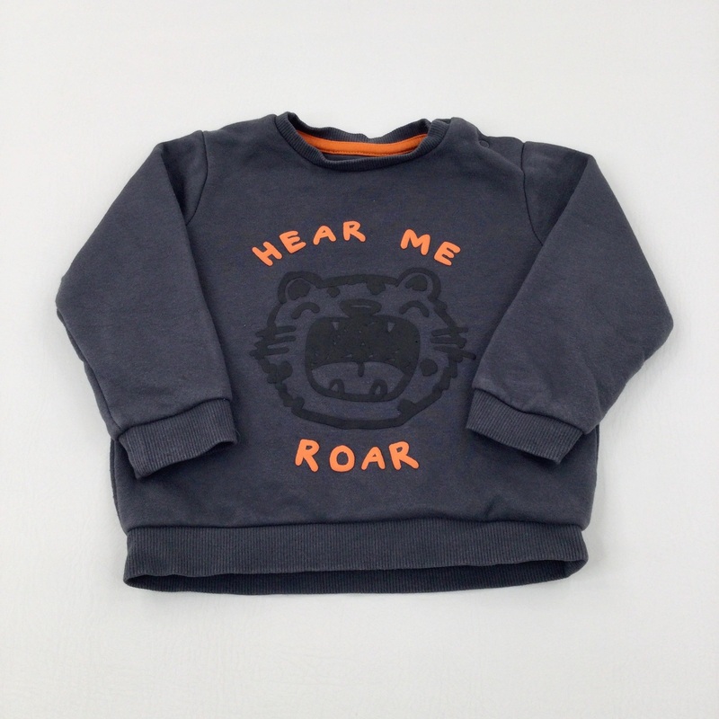 'Hear Me Roar' Tiger Charcoal Grey Sweatshirt - Boys 12-18 Months