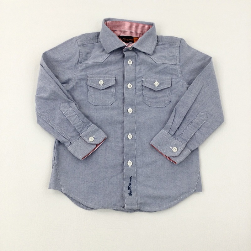 Light Blue Long Sleeve Cotton Shirt - Boys 12-18 Months