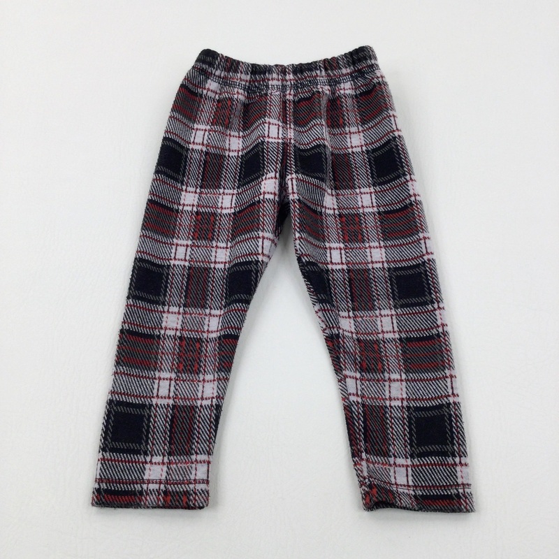 Red & Grey Tartan Leggings - Girls 12-18 Months