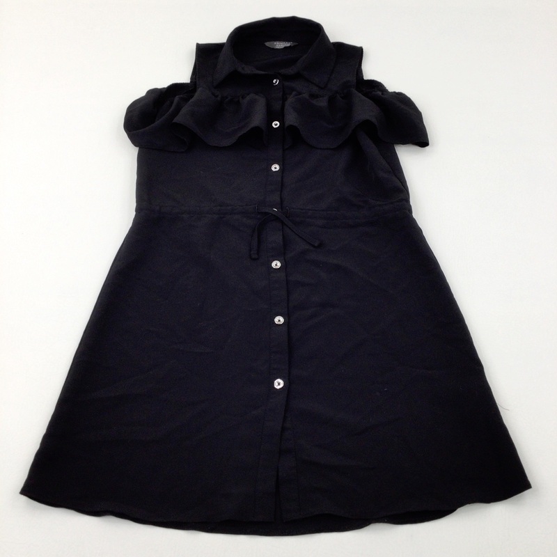 Ruffles Black Cold Shoulder Dress - Girls 11-12 Years