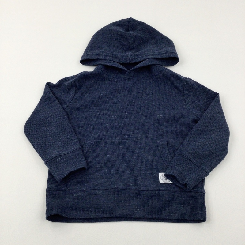 Textured Navy Hoodie - Boys 5-6 Years