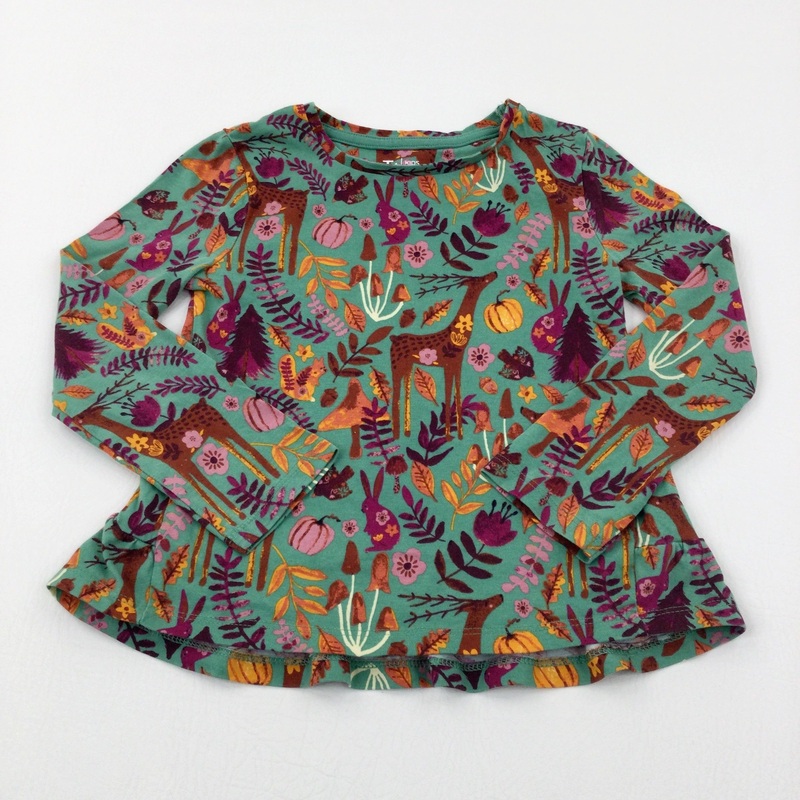 Woodland Animals Green Long Sleeve Top - Girls 4-5 Years