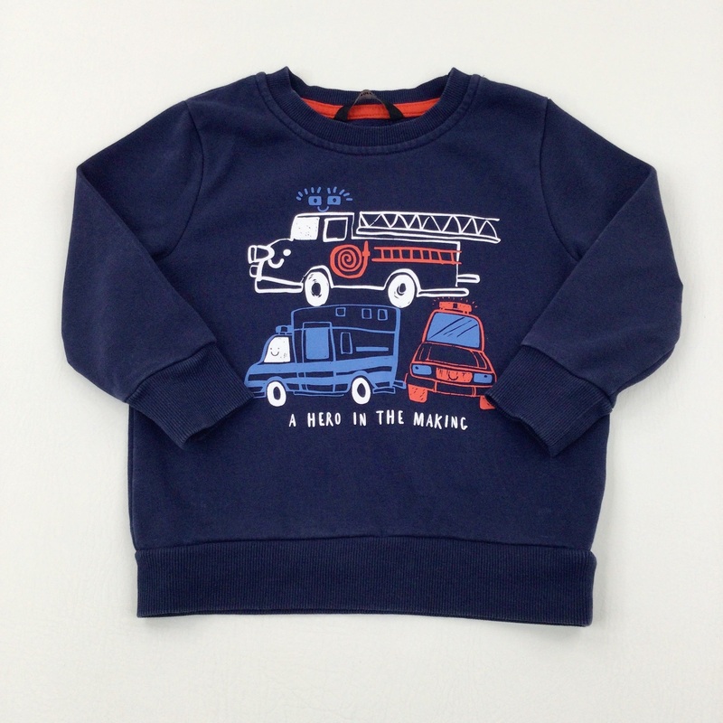 'A Hero In The Making' Emergency Vehicles Navy Sweatshirt - Boys 18-24 Months