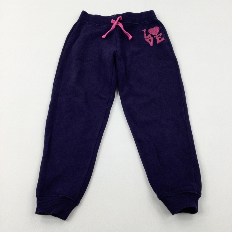 'Love' Glittery Navy Joggers - Girls 6-7 Years