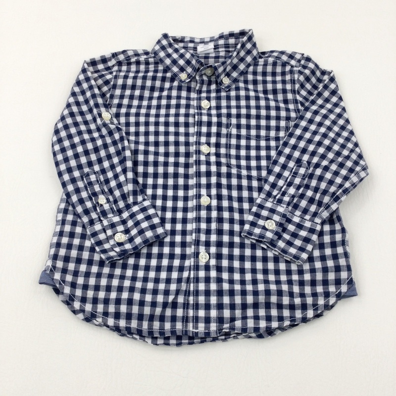 Navy Checked Long Sleeve Shirt - Boys 18-24 Months