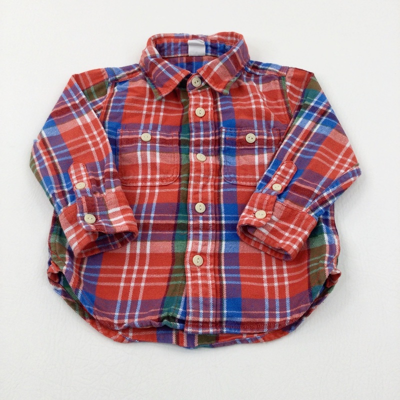 Red & Blue Checked Long Sleeve Shirt - Boys 12-18 Months