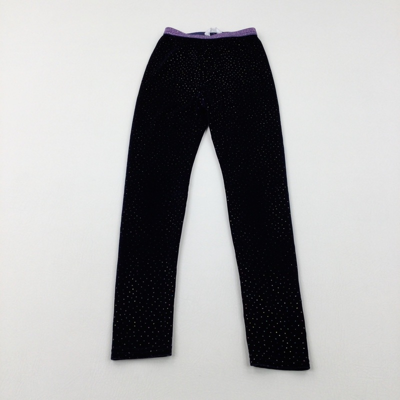 Sparkly Navy Velour Leggings - Girls 6-7 Years
