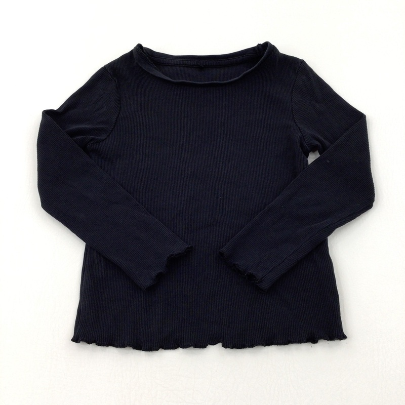 Textured Black Long Sleeve Top - Girls 4-5 Years