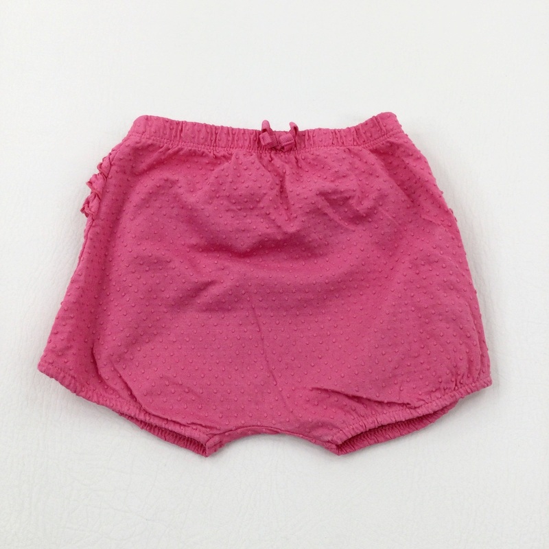 Textured Spotty Pink Jersey Shorts - Girls 12-18 Months