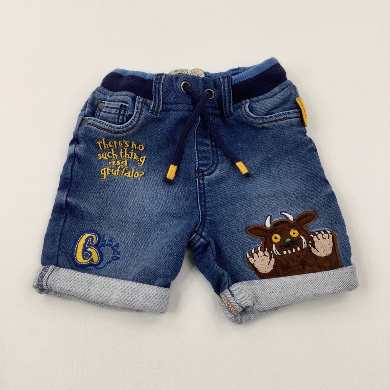 'There's No Such Thing' The Gruffalo Appliqued Mid Blue Denim Shorts - Boys 2-3 Years