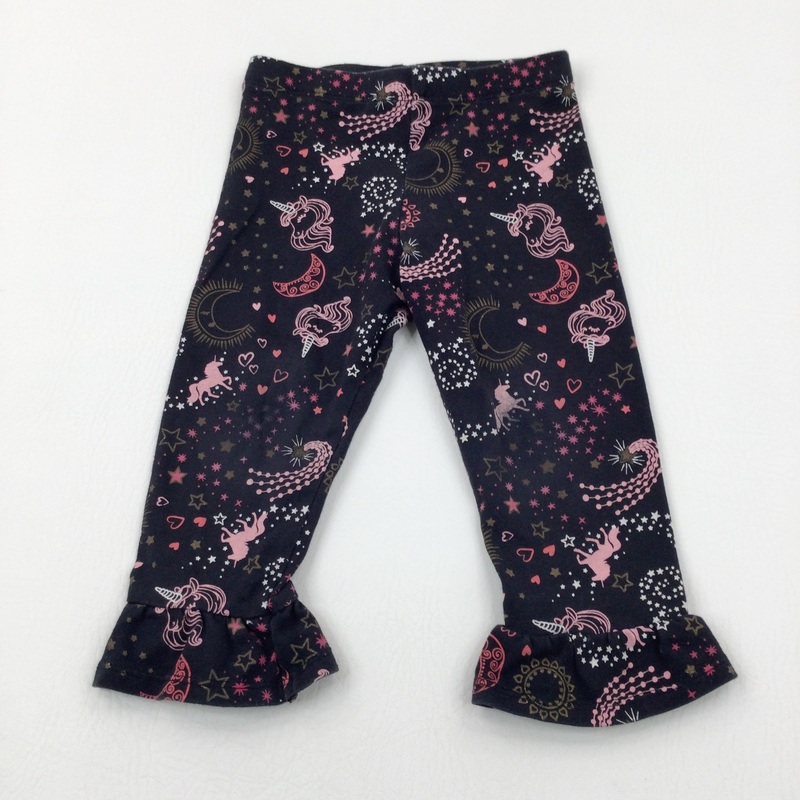 Unicorns & Stars Colourful Black Leggings - Girls 18-24 Months