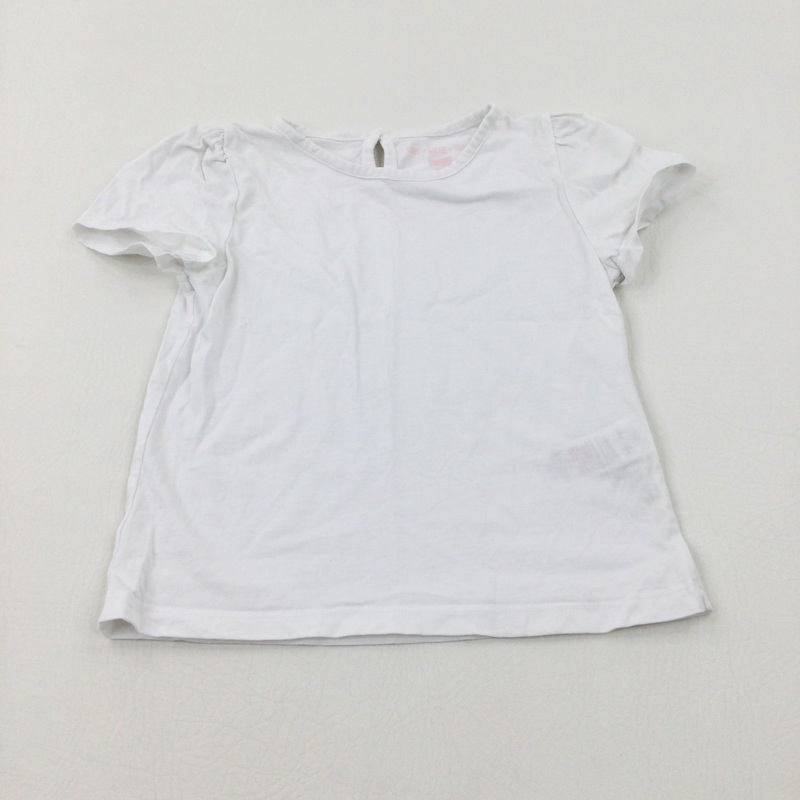 White Cotton T-Shirt - Girls 5-6 Years