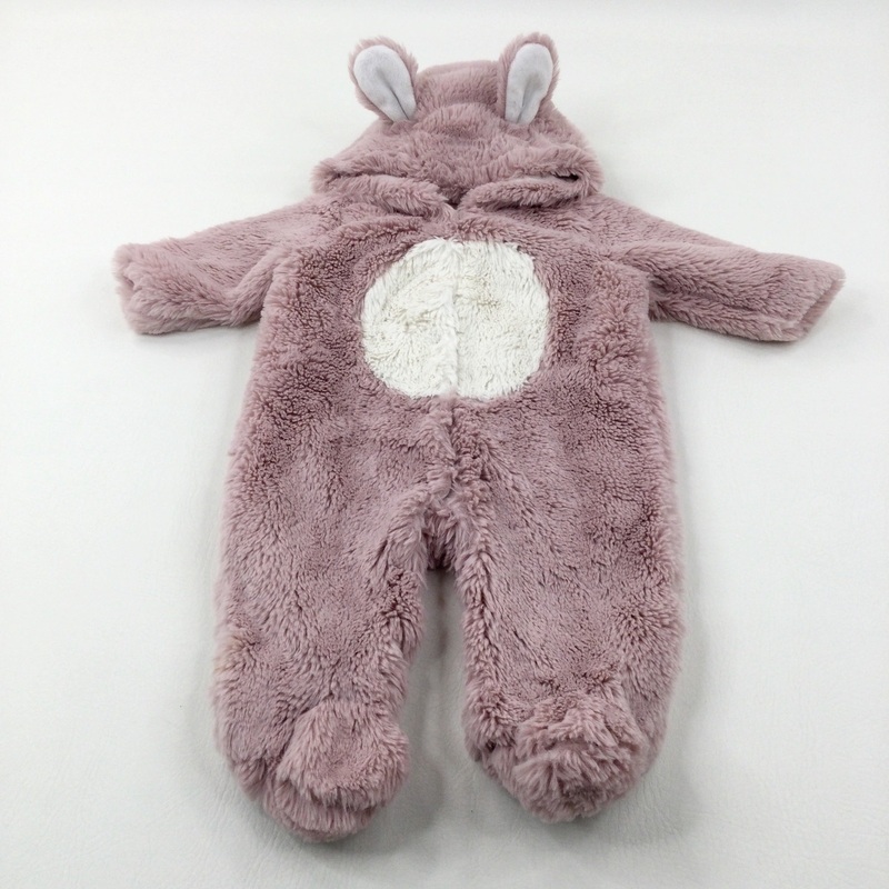 Bunny Pink Fluffy Pramsuit - Girls 6-9 Months