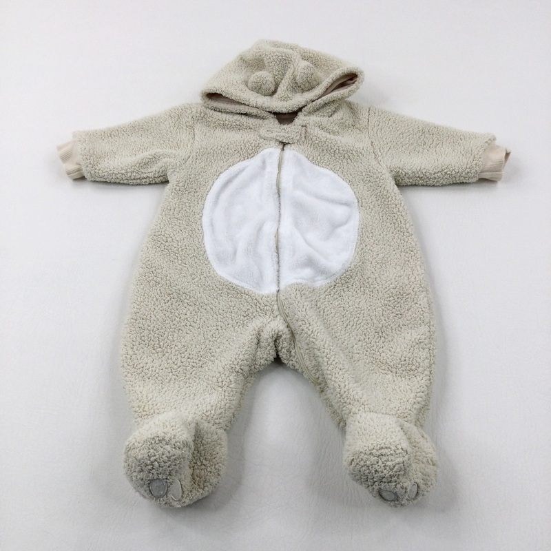 Cream Fluffy Pramsuit - Boys 0-3 Months