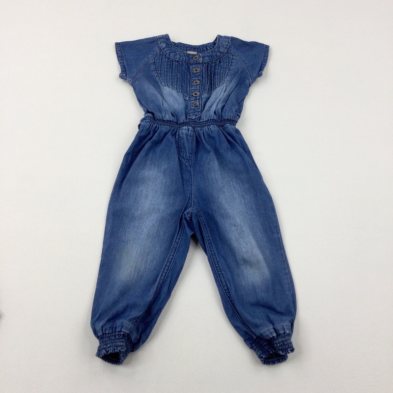Mid Blue Denim Effect Jumpsuit - Girls 12-18 Months