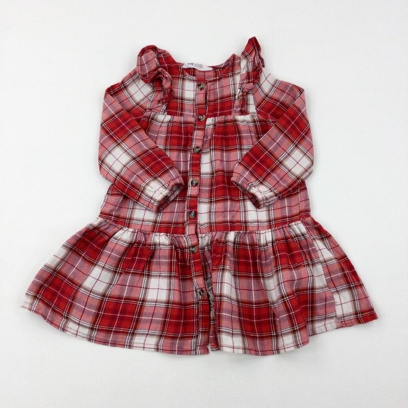 Red Sparkly Tartan Dress - Girls 3-4 Years