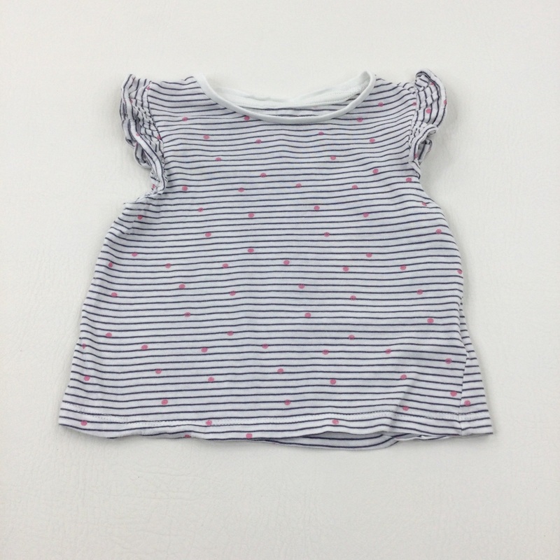 Spotty Navy Checked Cotton T-Shirt - Girls 12-18 Months