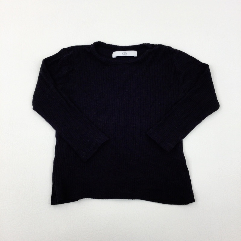 Textured Black Long Sleeve Top - Girls 3-4 Years