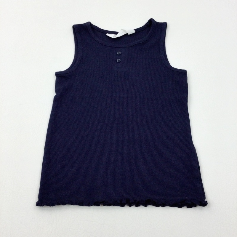Textured Navy Vest Top - Girls 4-5 Years