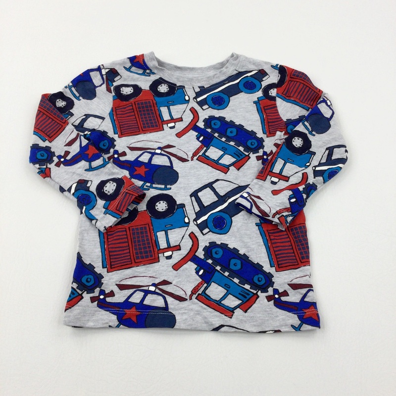 Vehicles Colourful Grey Long Sleeve Top - Boys 2-3 Years