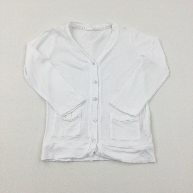 White Jersey Cardigan - Girls 18-24 Months