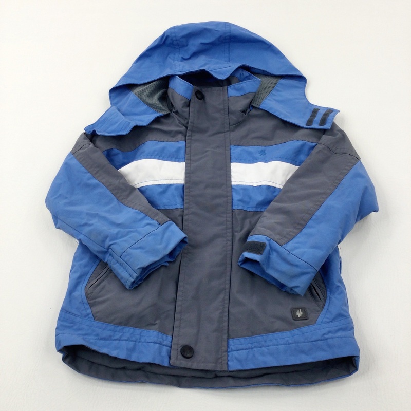 Blue & Grey Colourblock Coat - Boys 3-4 Years