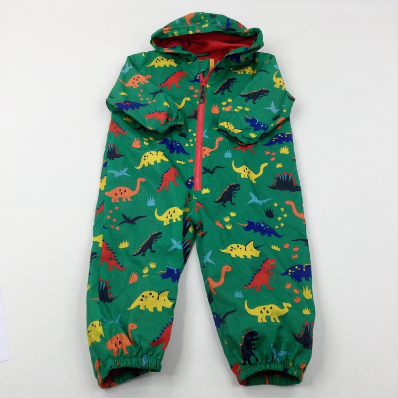 Dinosaurs Colourful Green Lightweight Puddlesuit - Boys 2-3 Years