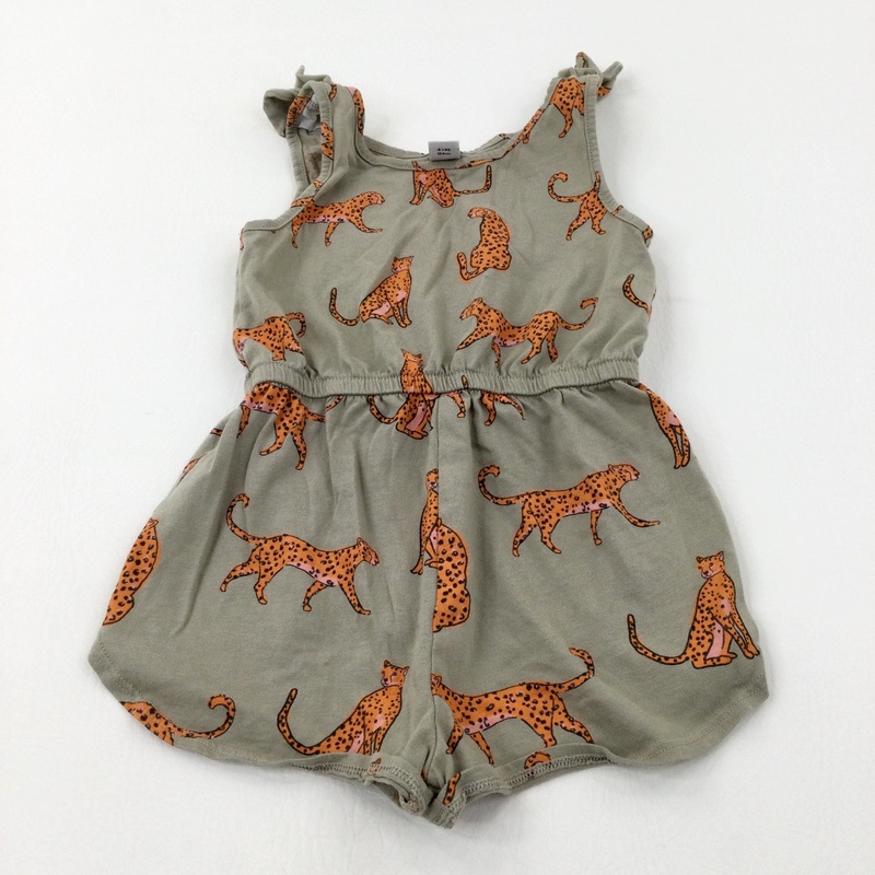 Leopards Khaki Jersey Playsuit - Girls 3-4 Years