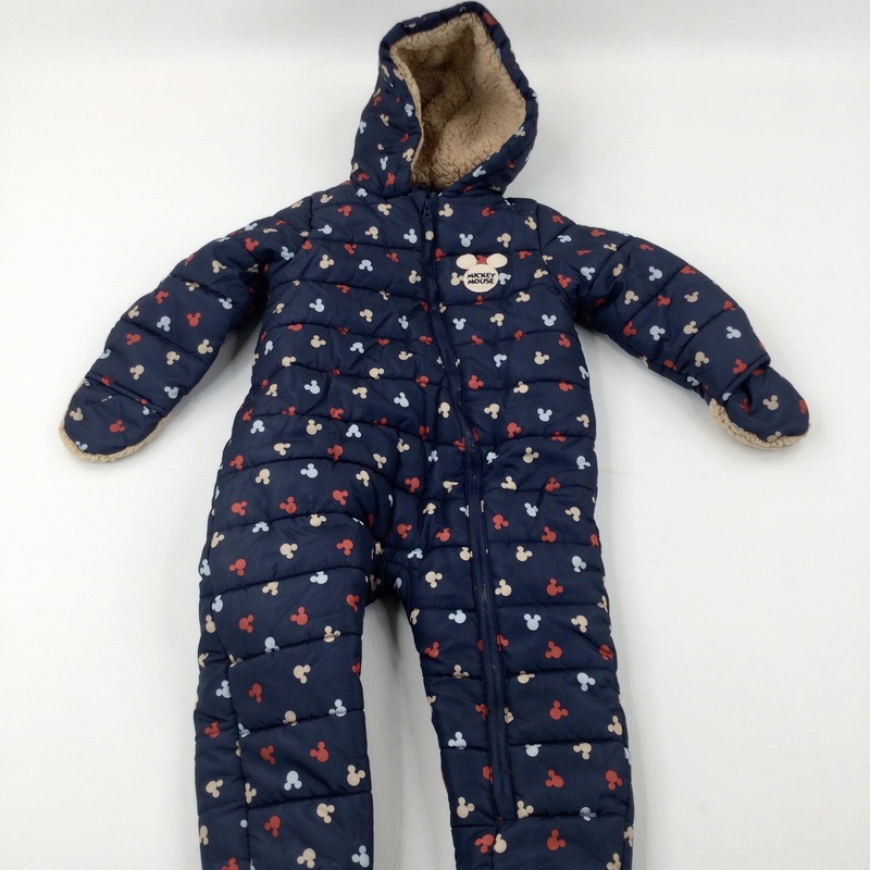 'Mickey Mouse' Navy Padded Fleece Lined Winter Puddlesuit - Boys 2-3 Years