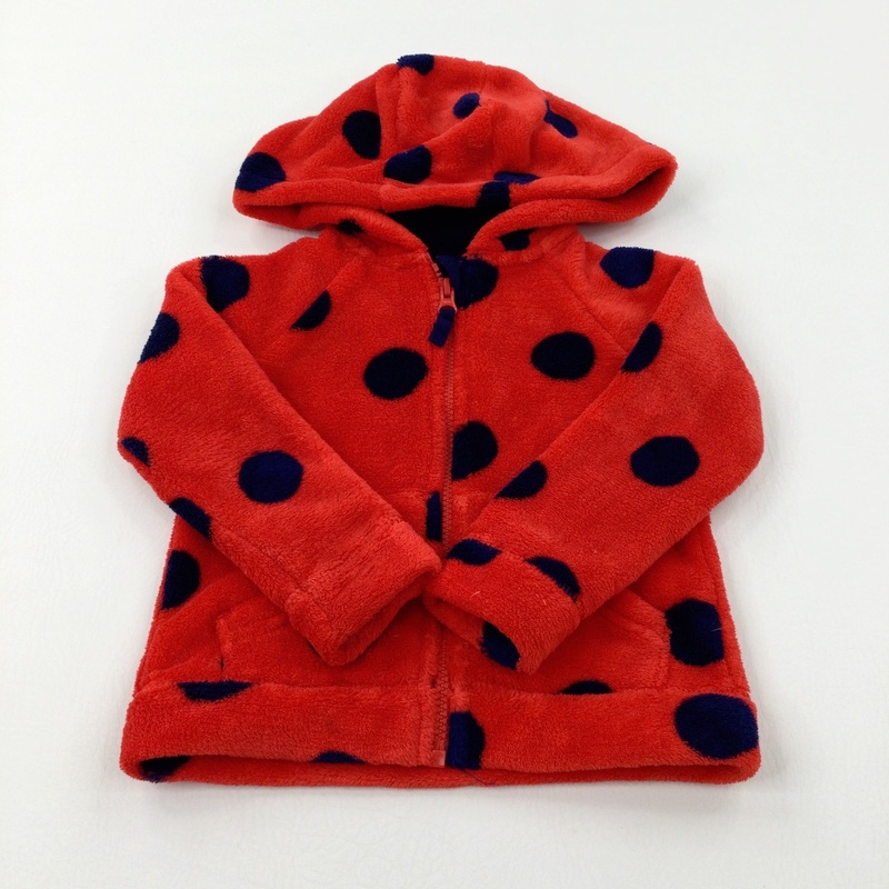 Spotty Red Fleece Zip Through Hoodie - Boys/Girls 2-3 Years