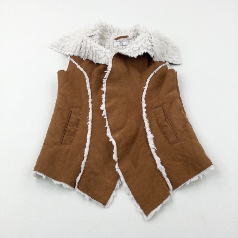 Tan Suede Effect Fleece Lined Gilet - Girls 7-8 Years