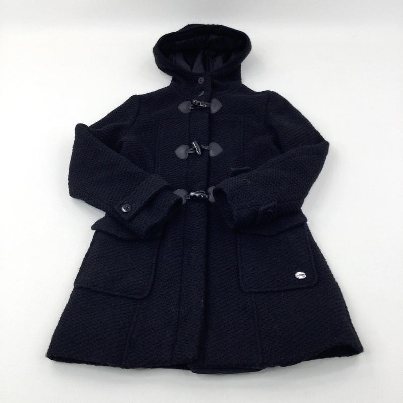 Textured Black Winter Coat - Girls 7-8 Years