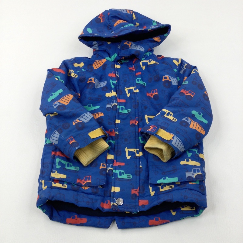 Tractors & Diggers Blue Fleece Lined Coat - Boys 3-4 Years