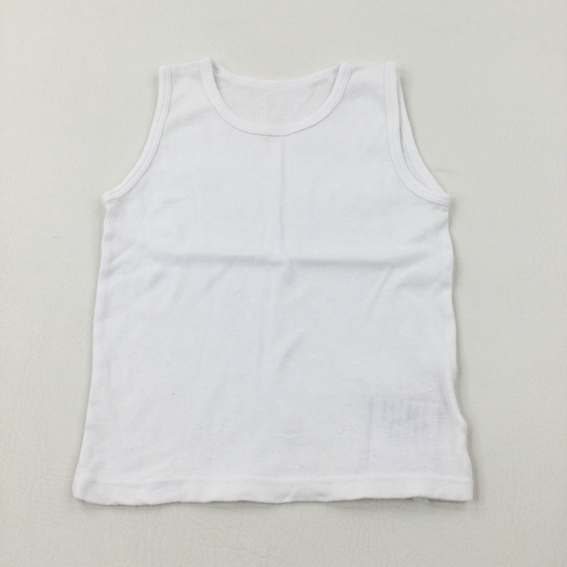 White Cotton Vest  - Boys 3-4 Years